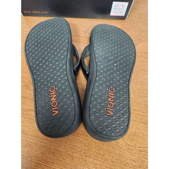 Vionic womens flip flops sandals size 9 black comfort shoes slip on. With Box - Picture 6 of 7